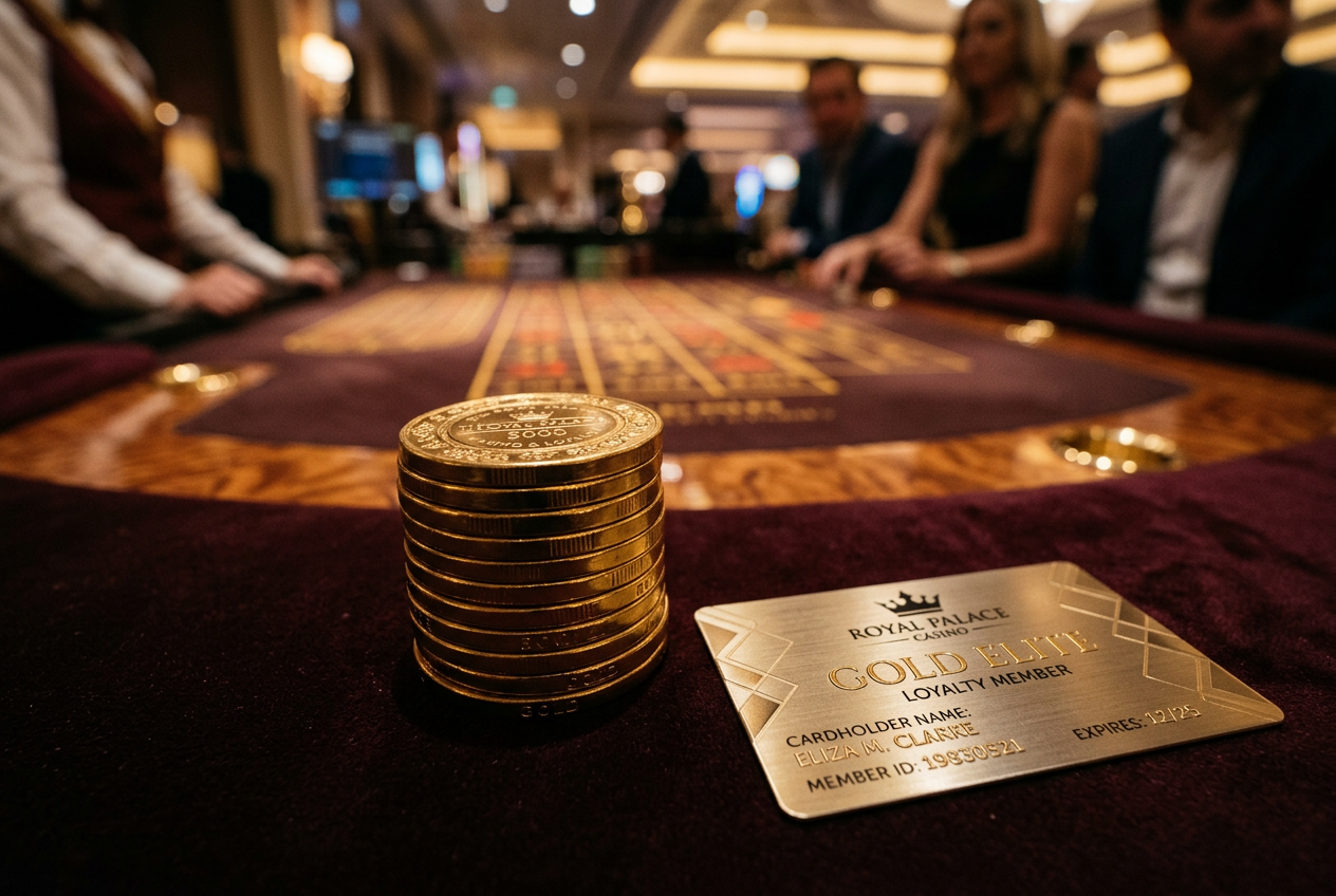 Luxury casino chips and cards on a green felt table